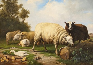  Verboeckhoven Arte - Eugene Verboeckhoven Schafe und Enten ovejas